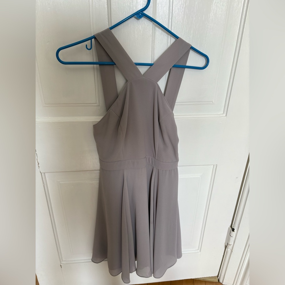 Lulu's Gray Pleated Halter Sundress